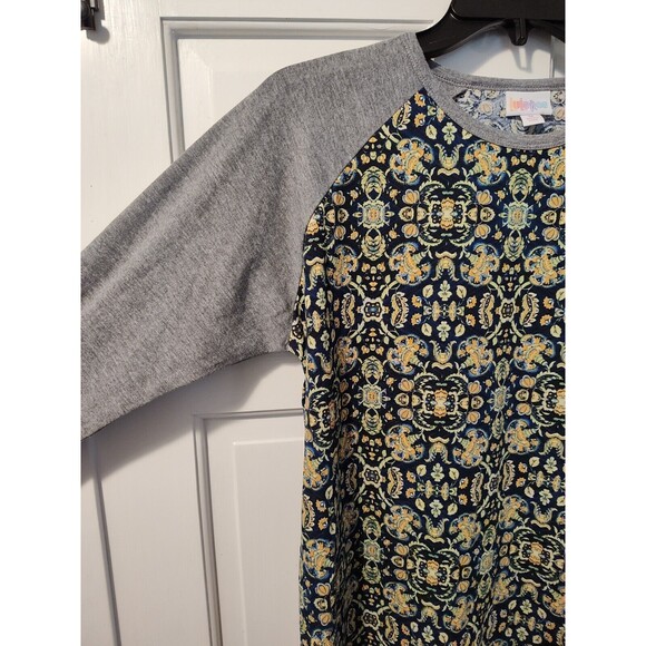 LuLaRoe Randy Raglan Size Medium Orange Green w Grey Sleeves Fast Shipping - Picture 9 of 12